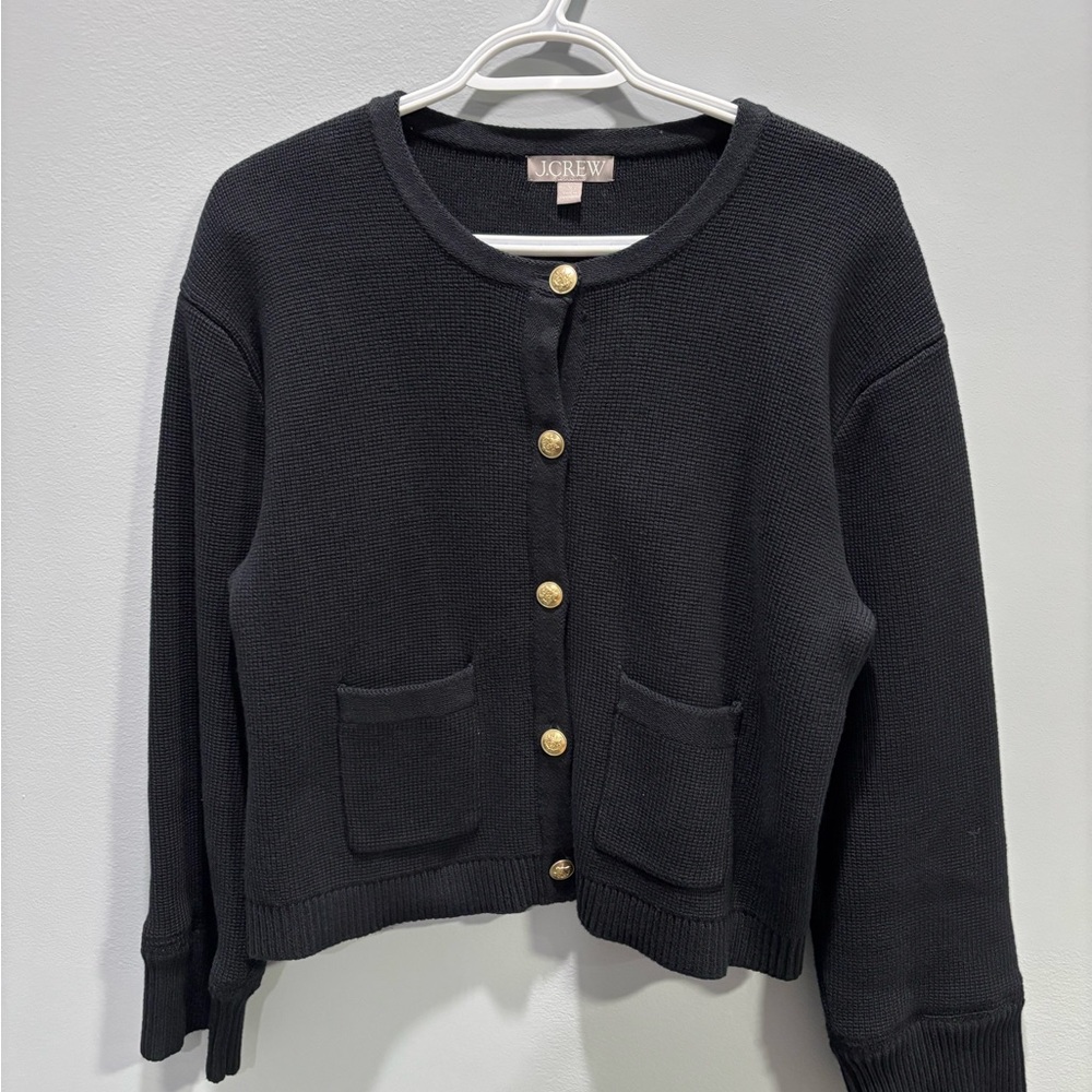 J. Crew Black Cardigan with Gold Buttons - Picture 1 of 3